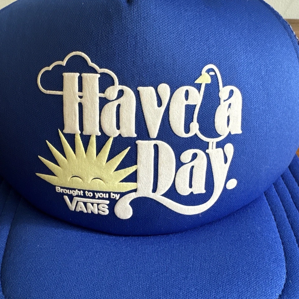Raro Agotado Vans Have A Day Trucker Snapback Azul/Blanco - Gorra Unisex Foto 2 de 4