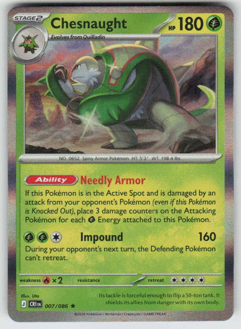 Chesnaught - ME04: Chaos Rising (CRI) - 7/86 - Holo Near Mint