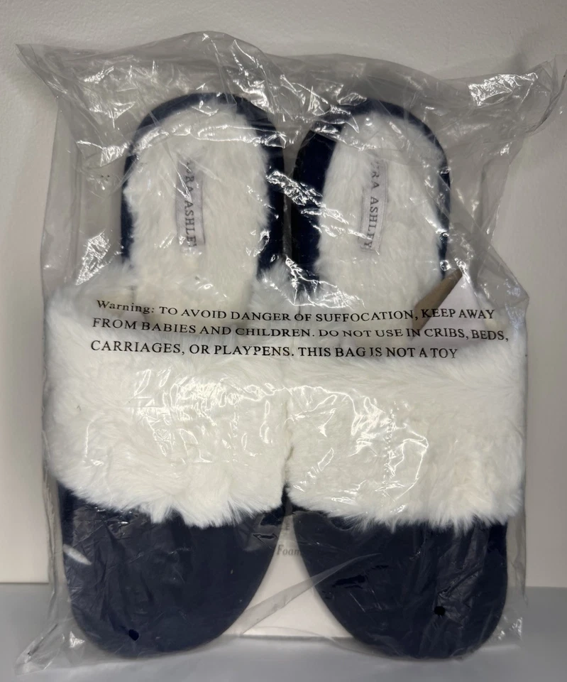 Zapatilla Laura Ashley con espuma viscoelástica negra con piel sintética blanca talla XL Foto 3 de 4