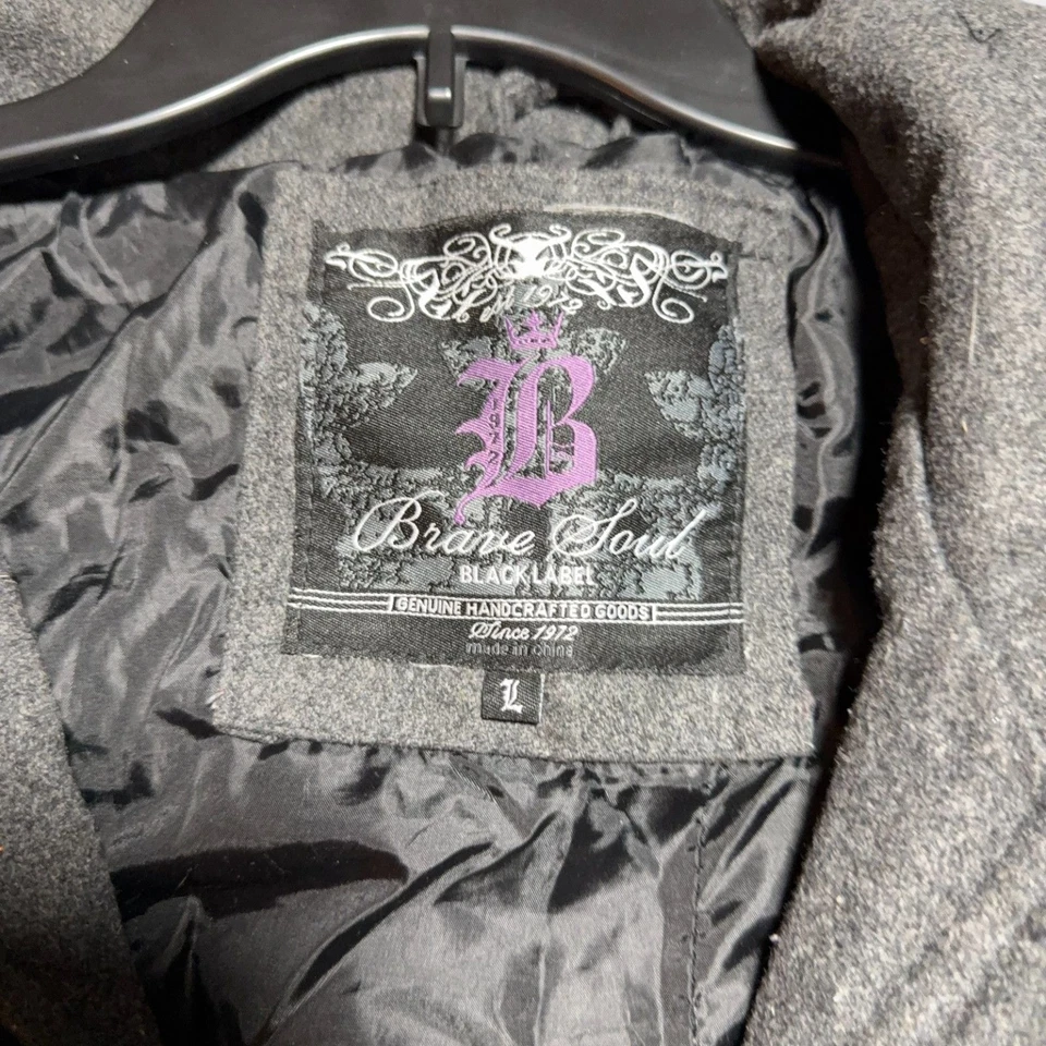 Brave Soul Mens Black Label Wool Blend Jacket Large Gray - Image 4 of 4