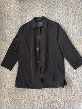 Black Polyester Ralph Lauren Trench Style Overcoat w/ Removable Lining