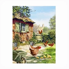 The Macneil Studio 'Chicken And Hens' Outdoor Canvas 14x19