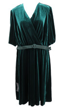 Lane Bryant Midi Dress Womens 22 24 Green Velvet Belted Whimsigoth Romantic New