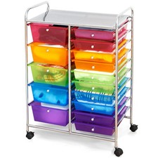 Glacer Nightcore Rolling Storage Cart W/ 15 Drawers Multipurpose Craft Storage