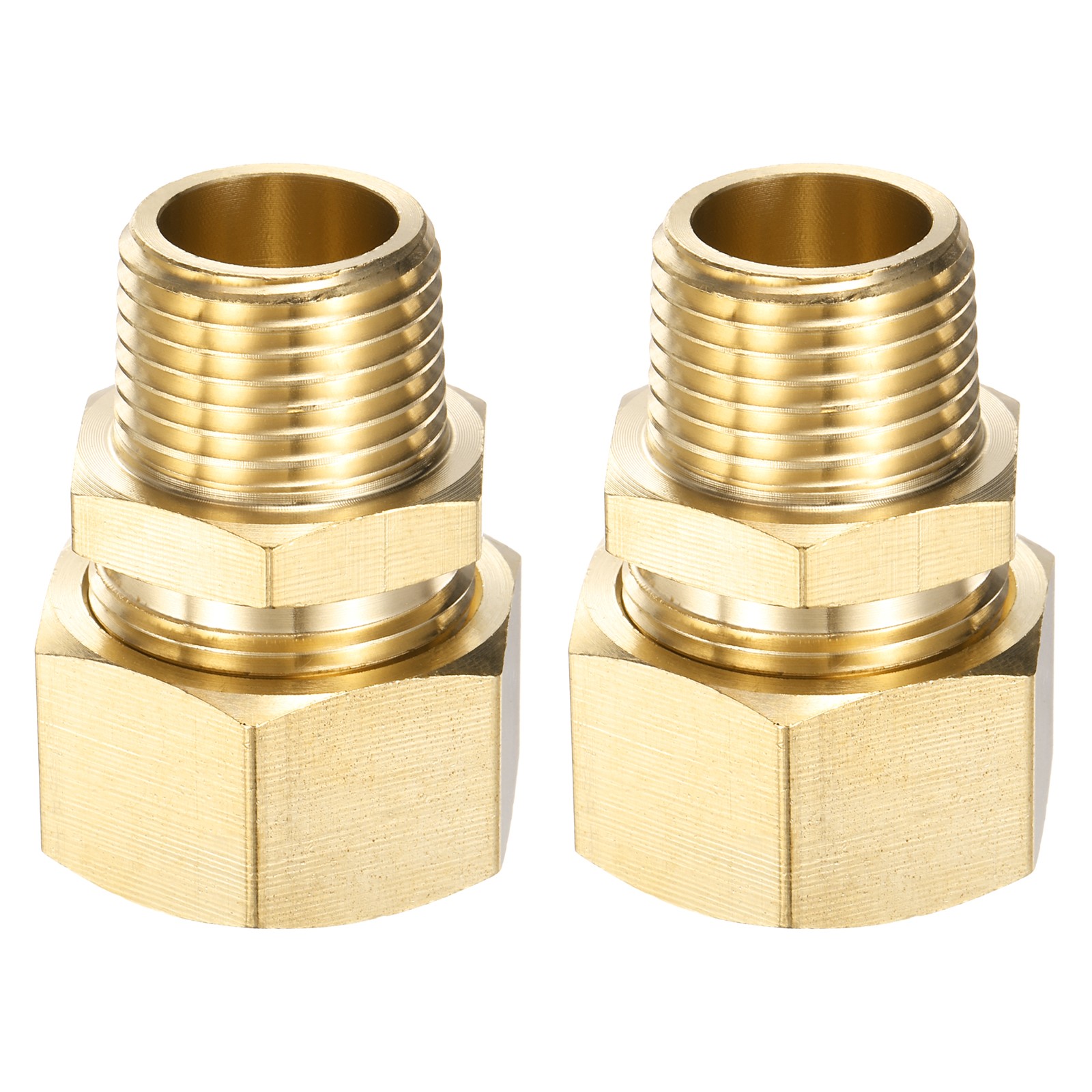 2pcs Brass Compression Tube Pipe Fitting 3/4" OD x 1/2" NPT x 1.7" Male Thread