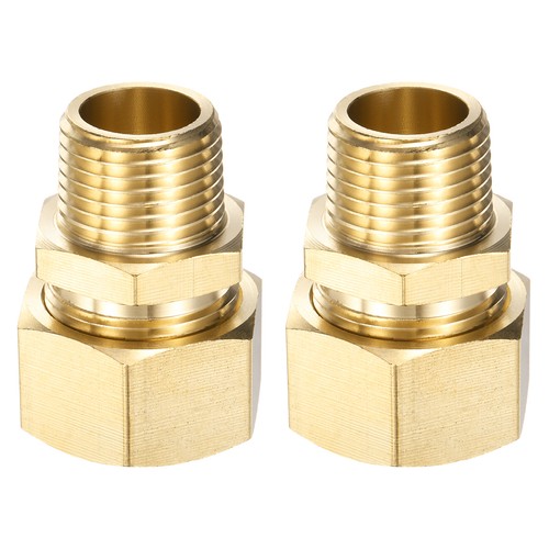 2pcs Brass Compression Tube Pipe Fitting 3/4" OD x 1/2" NPT x 1.7" Male Thread