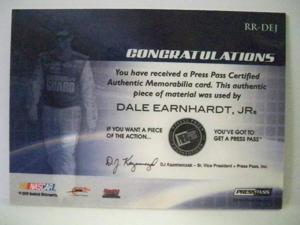 Dale Earnhardt Jr. Press Pass Fusion Revered Relics Gold - Image 2 of 2
