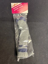 Golf Putter Headcover Pom Pom Style Deluxe Knit GRAY & BLUE Vintage NEW NOS