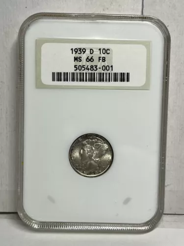1939-D Mercury Dime NGC graded MS 66 FB Full Bands Silver Coin 10 Cents MS66!!!