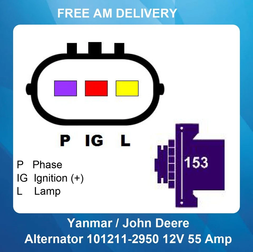 Yanmar john deere aftermarket alternator for  3TNE 3TNV 4TNE 4TNV 101211-7690 - Image 3 of 4