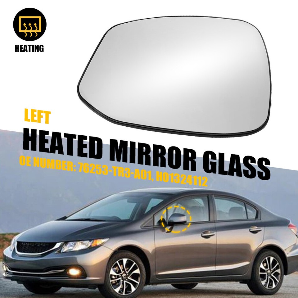 Fit 2012 2013 2014 Honda Civic Driver Side LH Replacement Mirror Glass