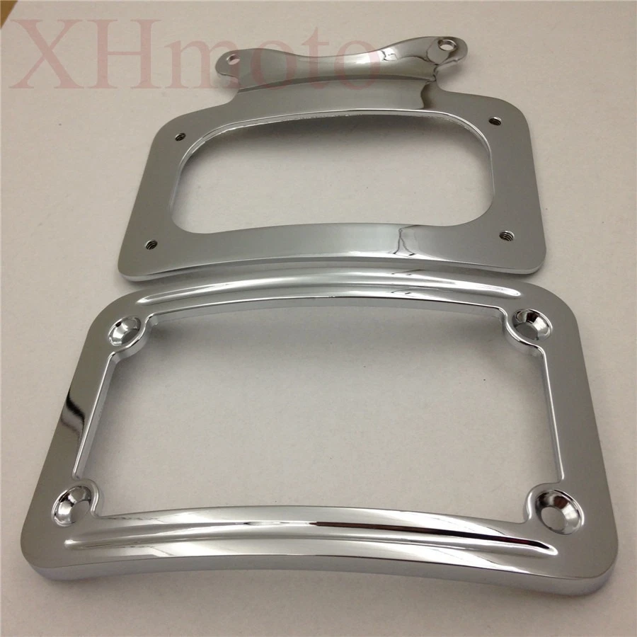 Soporte de matrícula curvo cromado para Harley Street Glide/Road Glide Foto 3 de 4