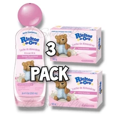 3 Pck Shampoo Leche de Almendras Ricitos de Oro Y Jabon En BARRA 