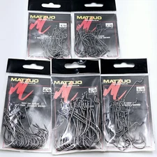 Matzuo America Worm Hooks J Bend Round Bend 25 Count Black Chrome You Pick Size