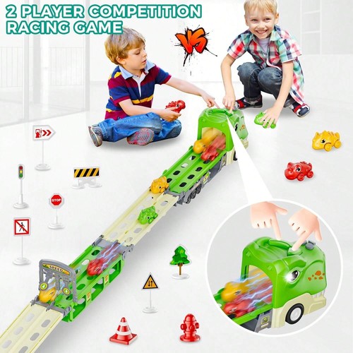 Truck Toy for Boys Girls, 6 Cars & 12 Accessories, Light & Sound, Gift for Kids - Picture 4 of 12