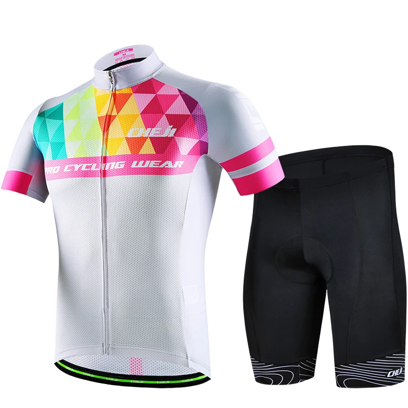 CHEJI Мужской Велосипедный Комплект Рубашка Джерси и Велосипед (Комбинезон) Шорты Цвет Треугольник - Изображение 2 из 4