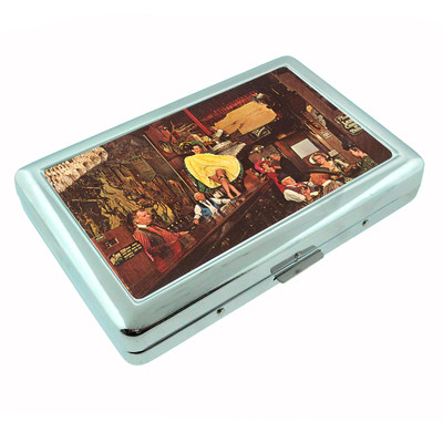 Vintage Saloon Ladies D10 Silver Cigarette Case / Metal Wallet Card Money Holder