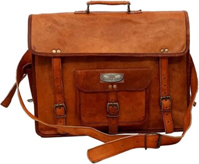 18 '' Herren Vintage Sehr Komfortabel Leder Messenger Laptop Schultertasche