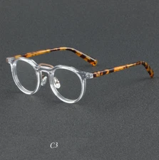 Round Acetate Frame Eyeglasses For Men Women Clear Lens Retro Glasses Frames New