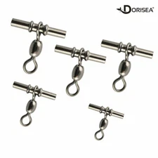 50/100pcs 1.4-3.0mm 3 Way Cross-line Fishing Sleeve Crane Swivel Crimp Swivels