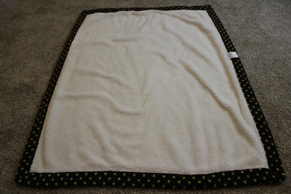 Manta Koala Bebé Verde Marrón Lunares Marfil Sherpa Vellón Terciopelo Infantil Niños Foto 4 de 4
