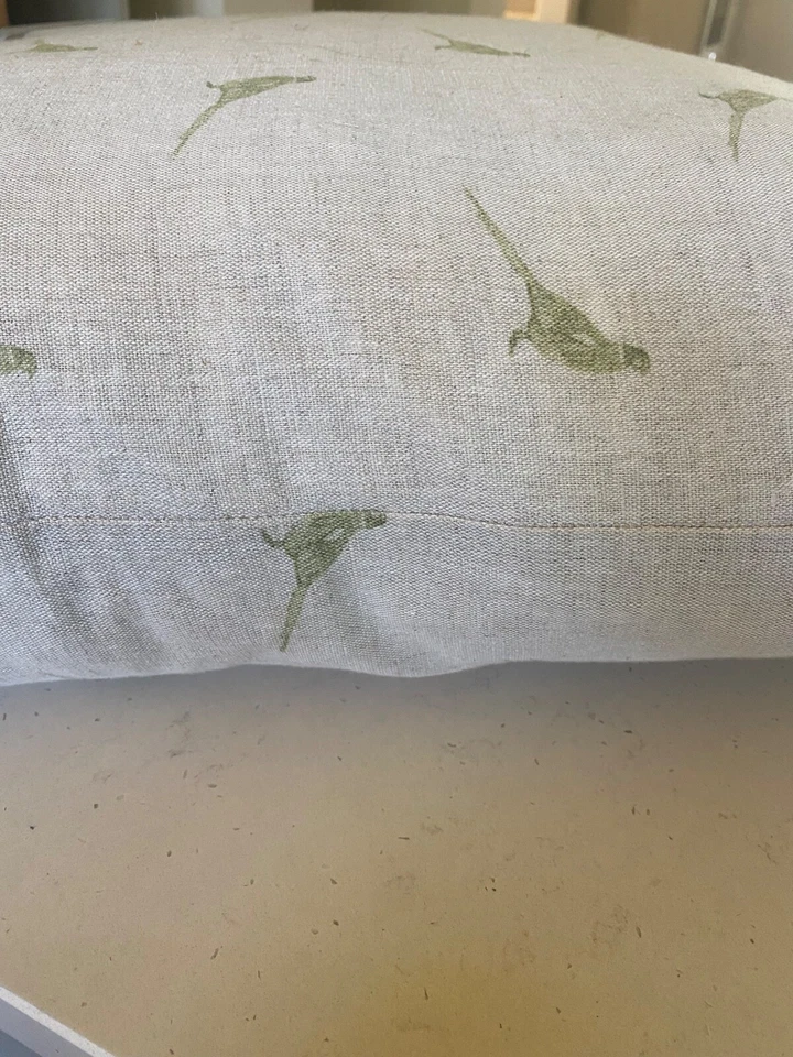 Bird print linen cushion with pad by Alter Me Home - Image 4 of 4