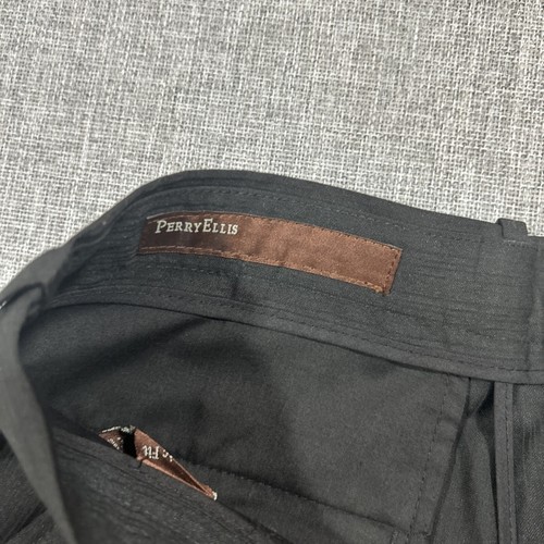 NWT Perry Ellis Pants 31x32 Black Dress Pleated Classic Fit MSRP $70 Cuffed - Picture 5 of 18