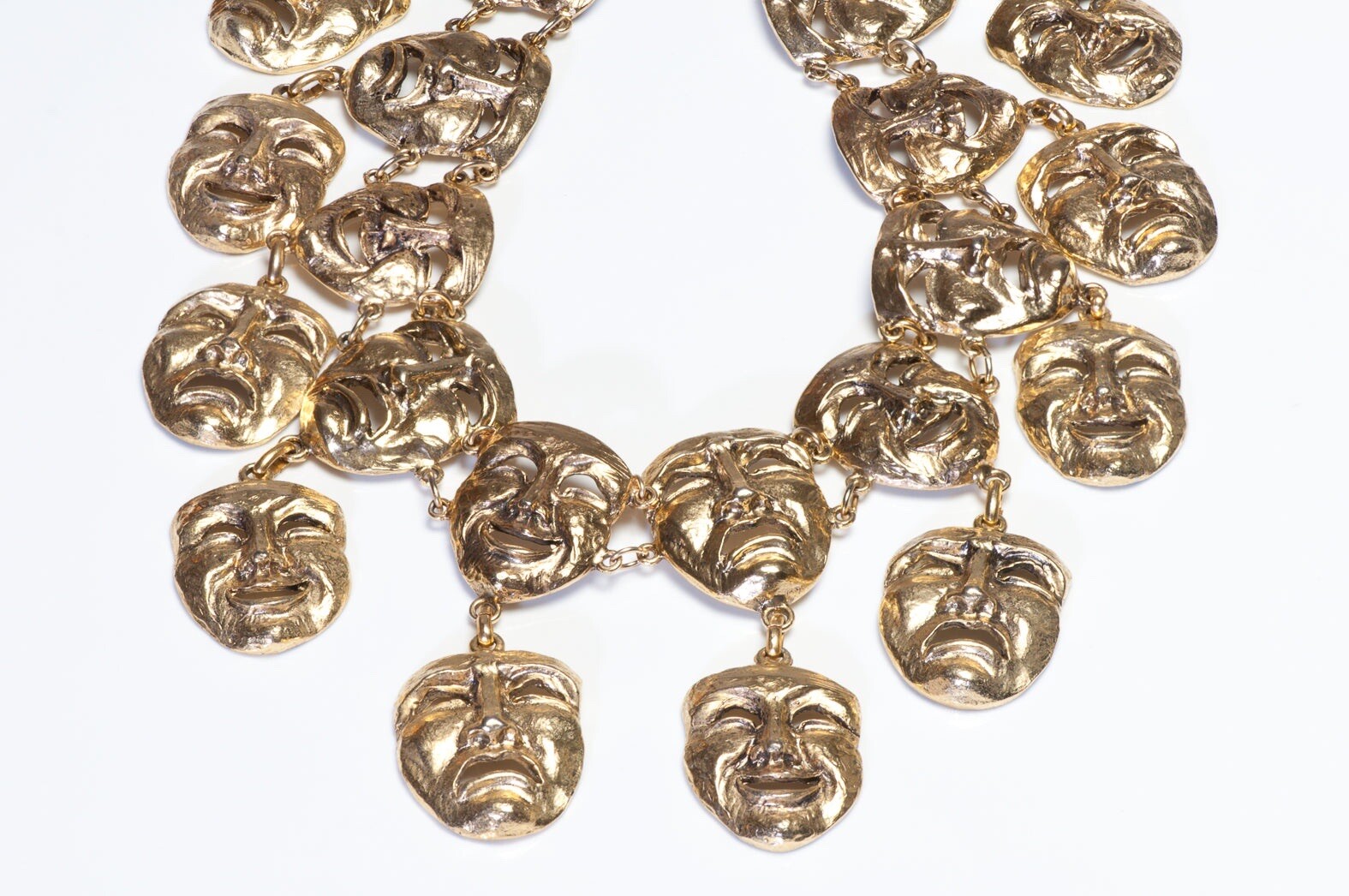 Vintage 1990’s Moschino Couture Comedy Tragedy Mask Chain Belt image 2