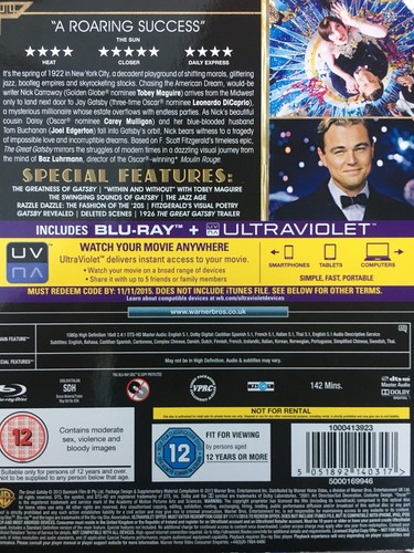 THE GREAT GATSBY (2013) - BLURAY BRAND NEW! - Picture 2 of 2