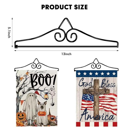 Wrought Iron Garden Flag Holder - Easy to Assemble Banner Hanger with Rust Re... - Picture 2 of 7