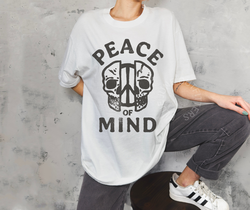 CAMISETA CALAVERA PAZ MENTAL | CAMISETA GRUNGE RETRO COLORES CONFORT | BOHO MINDFULNESS - Imagen 2 de 7