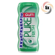 5x Bottles Mentos Pure Fresh Spearmint Flavor Gum | 15 Pieces Each | 1.06oz