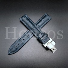 22MM LEATHER WATCH BAND STRAP FITS FOR BULOVA ACCUTRON WATCH BUCKLE CLASP D/BL