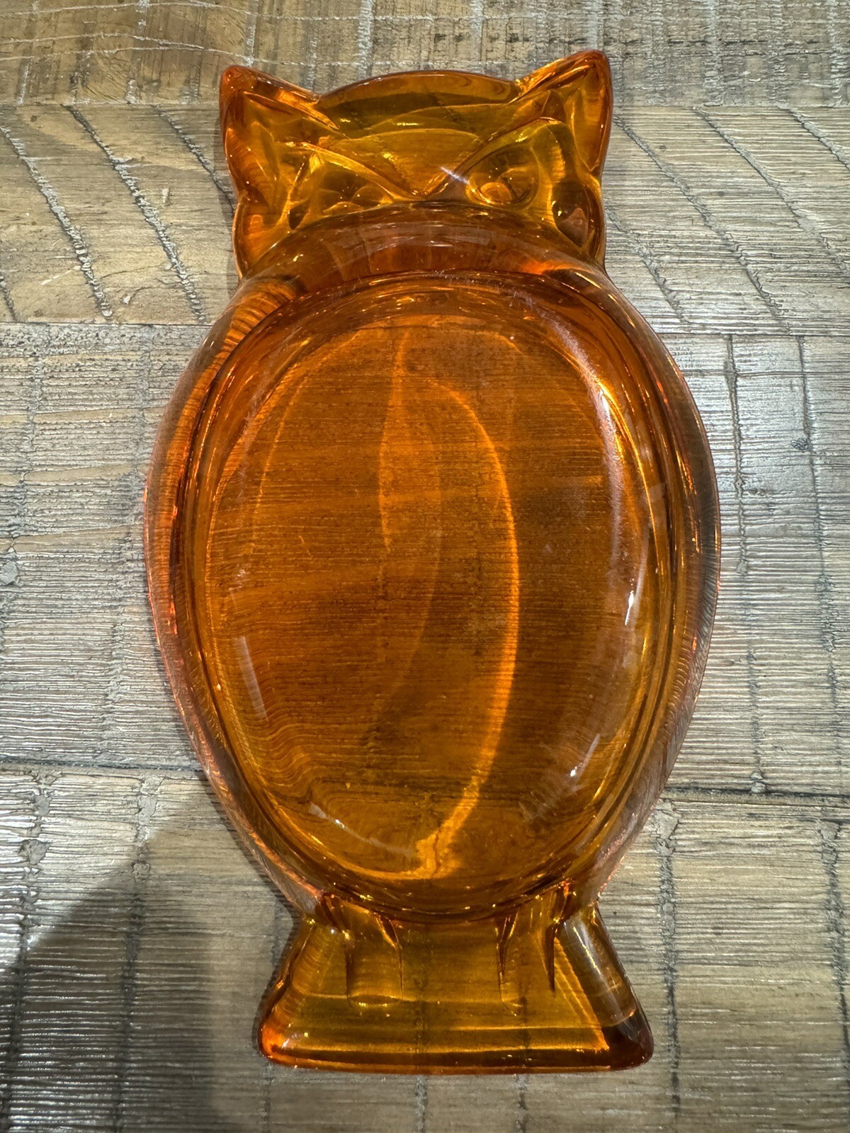 Vintage Viking Orange Amber Glass Owl Ashtray eBay