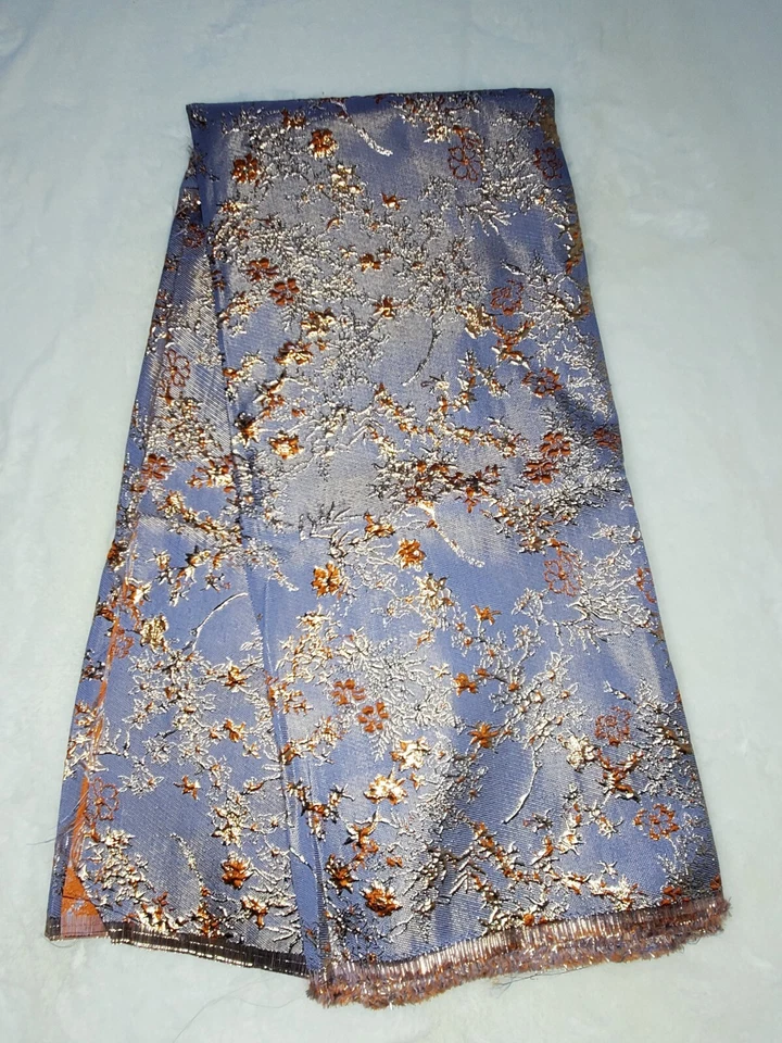 Brocade Fabric Light Purpl Jacquard fabric Floral brocade Orange Jacquard 5yards - Image 2 of 3