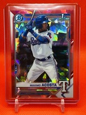 2021 Bowman Chrome Sapphire Maximo Acosta RED Refractor 1st BCP-7 Rangers 10/15!