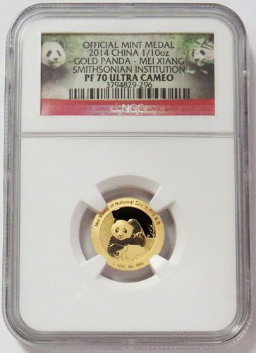 2014 GOLD CHINA 1/10oz MEI XIANG PANDA SMITHSONIAN NGC PF 70 ULTRA CAMEO