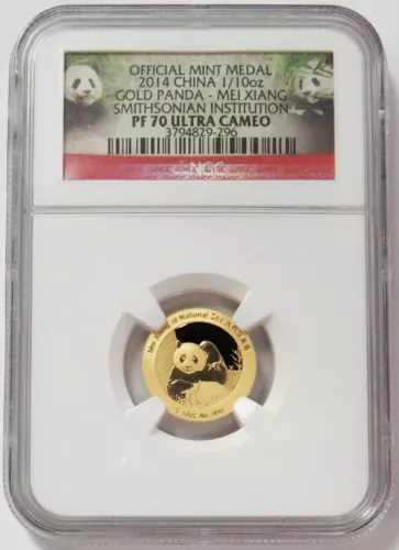 2014 GOLD CHINA 1/10oz MEI XIANG PANDA SMITHSONIAN NGC PF 70 ULTRA CAMEO