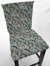 Brown  Teal Paisley Dining Room Chair Back Covers or Seat Covers