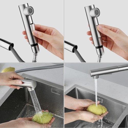Ausziehbar Küchenarmatu mit Brause Wasserhahn Spültischarmatur Mischbatterie - Bild 20 von 67