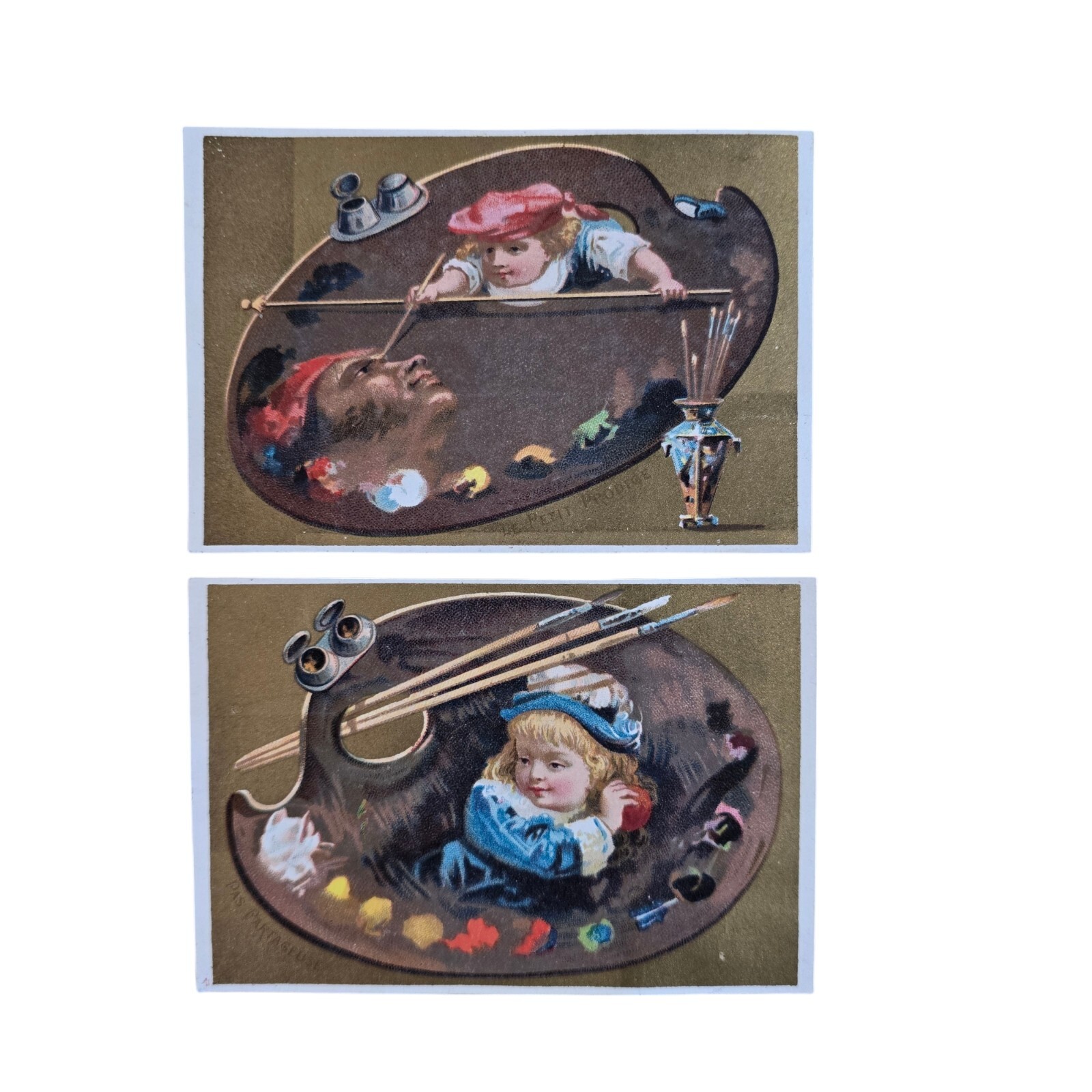 1800's Snyder Kabyling Artist Pallet Boy Painting Face Victorian Trade Card 