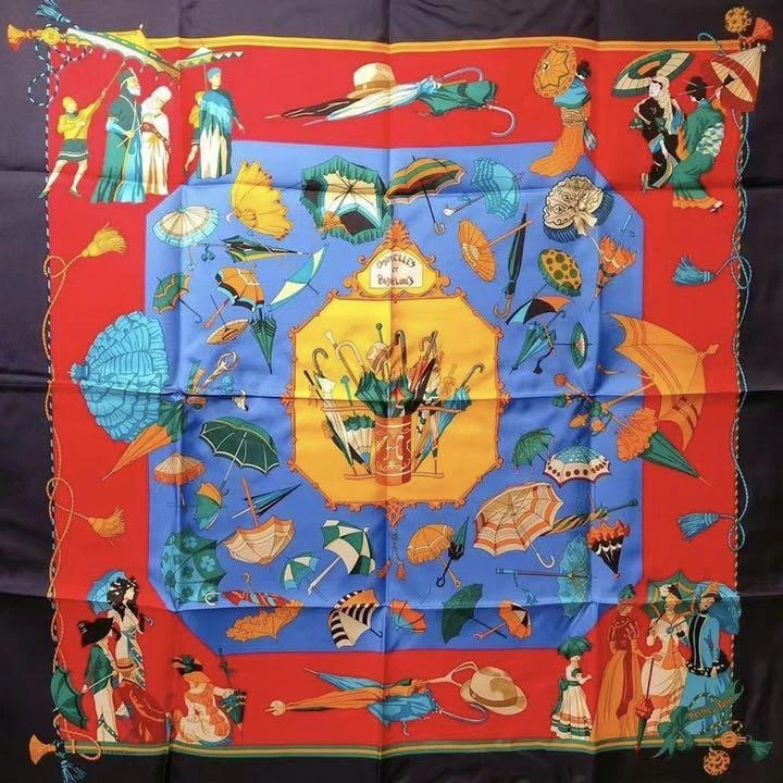 HERMES Carre 90 OMBRELLES ET PARAPLUIES Silk Scarf Stole Authentic Women New
