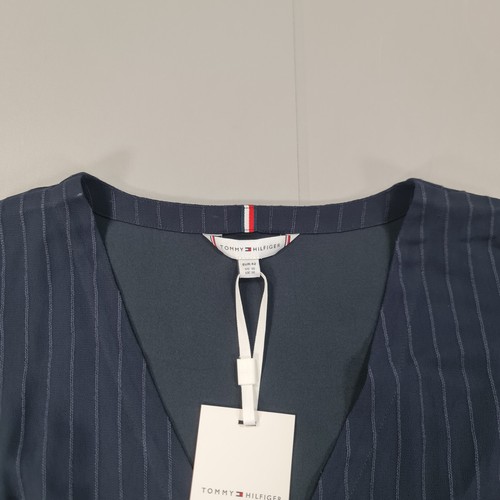 Tommy Hilfiger Womens Dress Navy Blue 14 UK Midi Stripped Pleated Rosa - Picture 7 of 12