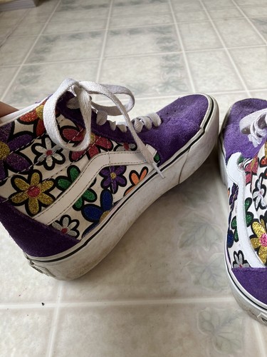 Vans High Top Ragazze Margherita e Viola Camoscio Missy Tg 4 Trendy Old Skool Skate - Foto 4 di 6
