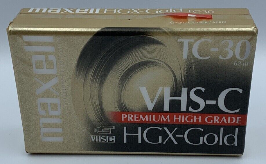 Maxell Camcorder Video Cassettes 1 VHS-C Tape TC-30 HGX-Gold NEW SEALED-image