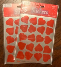 2 NEW Packs Shiny Red HEARTS Scrapbook Stickers Love Valentine's Day 6 Sheets