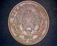 1844 CANADA BANK OF MONTREAL HALF PENNY TOKEN KM#Tn18 #19022