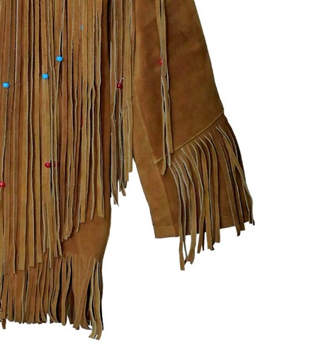 Soft Brown Suede Leather Fringe Jacket for Women Bohemian Cowgirl Retro Fashion - Picture 6 of 9