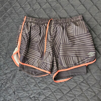 Umbro Shorts Gray Pink Trim Vintage Lined Ladies Size Medium