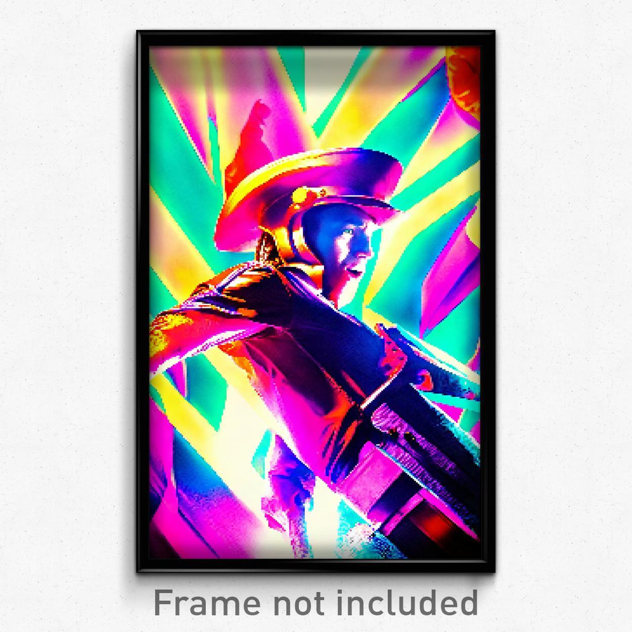 8 Bit Psychedelic Pixel Art Poster - Vibrant Vike Video Game Print